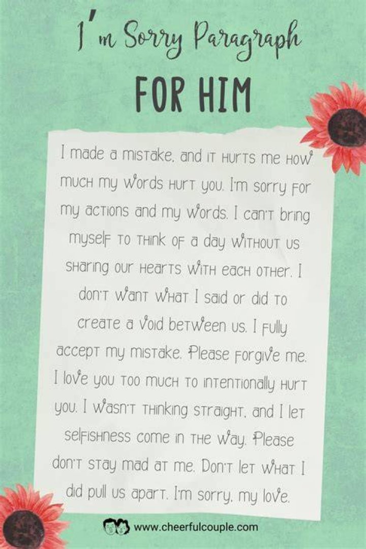 Apologizing Paragraphs For Him