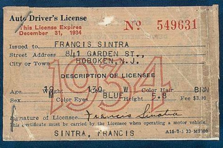 Frank Sinatra&rsquo;s first license goes for thousands at auction Page Six