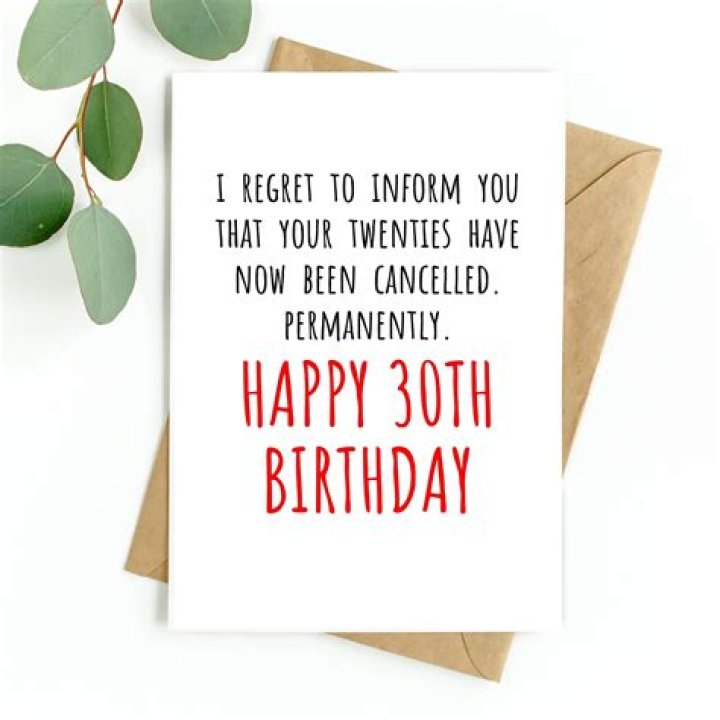 Funny Birthday Card for 30 Year Olds. Birthday Card for Him. Birthday