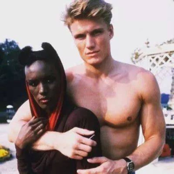 Grace Jones and her bodyguard, turned boyfriend, Dolph Lundgren, 1980's
