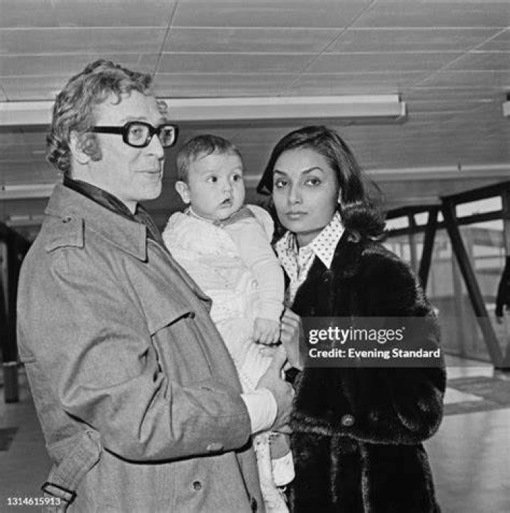 Michael Caine, daughter Natasha, baby Miles Michael Caine Hall, wife